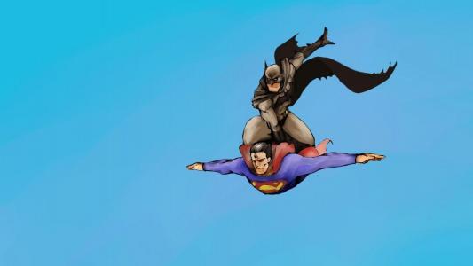 蝙蝠侠飞行超人壁纸