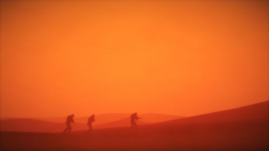 士兵在沙漠尘埃高清壁纸