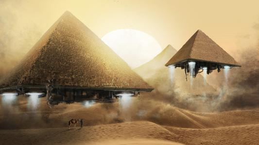 Alien Spaceship Pyramides高清壁纸