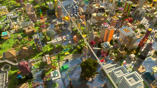 多彩的Minecraft城市景观壁纸