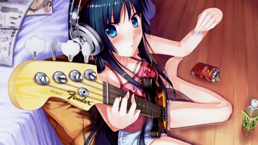 吉他高清壁纸的女孩