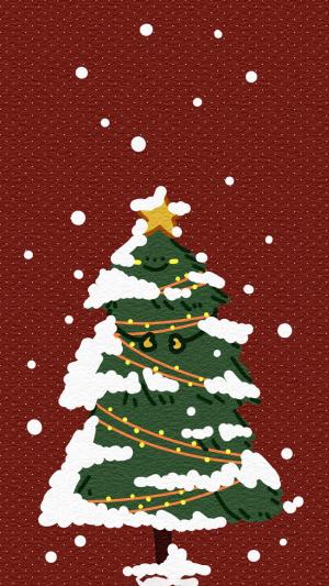 唯美迷人的圣诞树插画