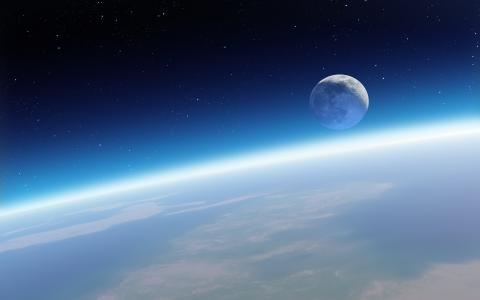 月亮和地球地平线壁纸