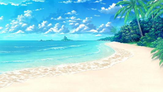 动漫热带海滩风光壁纸