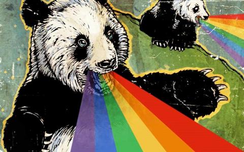 彩虹熊猫壁纸