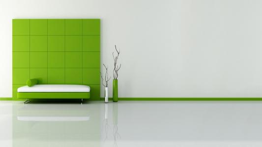 绿色白色卧室高清壁纸