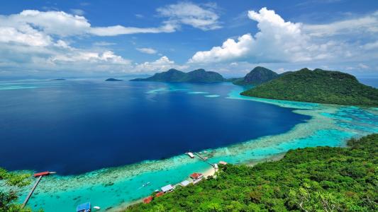 馬來西亞仙本那航拍海島風景